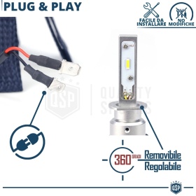 1 Bombilla LED H1 CANbus Plug & Play | NEW ANILLO AJUSTABLE | Conversión de Halógena H1 a LED | 6500K Blanco Frío 4000LM