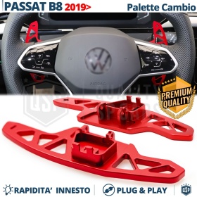 2 PALETTE Cambio al Volante per VW Passat B8 Restyling | Paddle Leve di Ricambio in Alluminio Rosso
