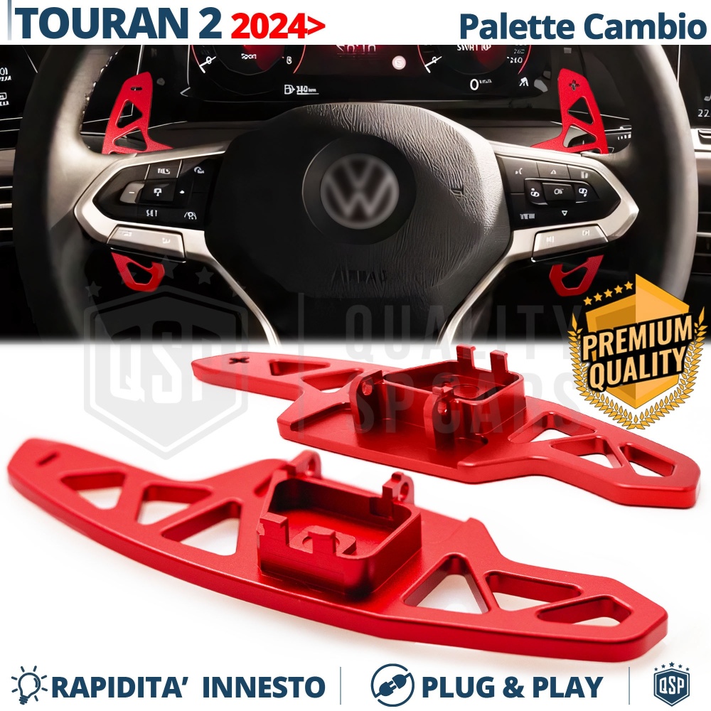 2 Levas de Volante para VW Touran 2 Facelift | Levas de Cambio de Reemplazo de Aluminio Rojo 2 Levas de Volante para VW Touran 2 Facelift | Levas de Cambio de Reemplazo de Aluminio Rojo
