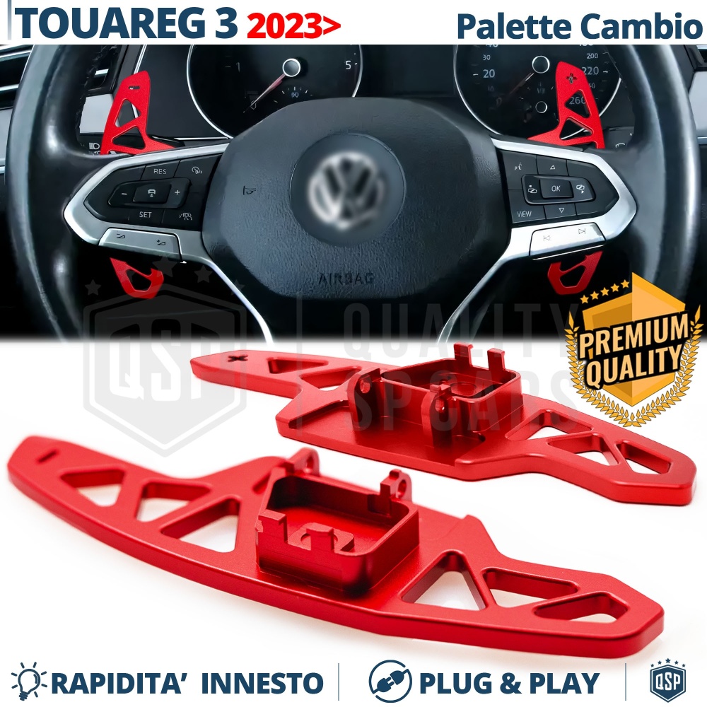 2 Levas de Volante para VW Touareg 3 Facelift | Levas de Cambio de Reemplazo de Aluminio Rojo 2 Levas de Volante para VW Touareg 3 Facelift | Levas de Cambio de Reemplazo de Aluminio Rojo