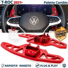 2 Levas de Volante para VW T-Roc Facelift | Levas de Cambio de Reemplazo de Aluminio Rojo