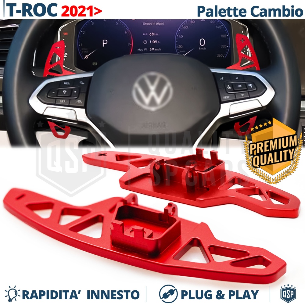 2 Levas de Volante para VW T-Roc Facelift | Levas de Cambio de Reemplazo de Aluminio Rojo 2 Levas de Volante para VW T-Roc Facelift | Levas de Cambio de Reemplazo de Aluminio Rojo