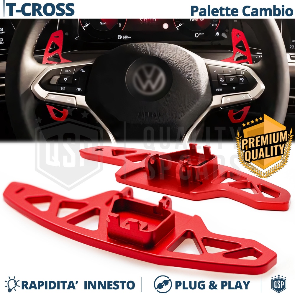 2 Levas de Volante para VW T-Cross | Levas de Cambio de Reemplazo de Aluminio Rojo 2 Levas de Volante para VW T-Cross | Levas de Cambio de Reemplazo de Aluminio Rojo