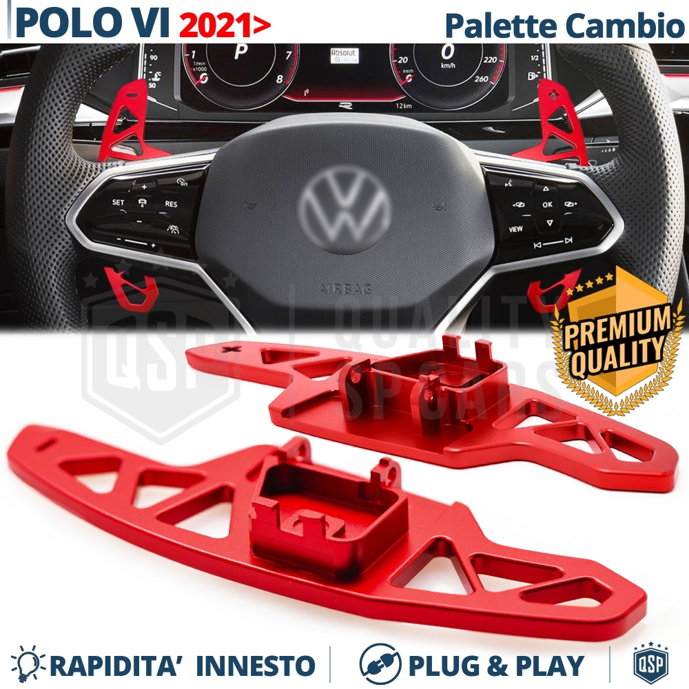 2 Levas de Volante para VW Polo 6 Facelift | Levas de Cambio de Reemplazo de Aluminio Rojo 2 Levas de Volante para VW Polo 6 Facelift | Levas de Cambio de Reemplazo de Aluminio Rojo
