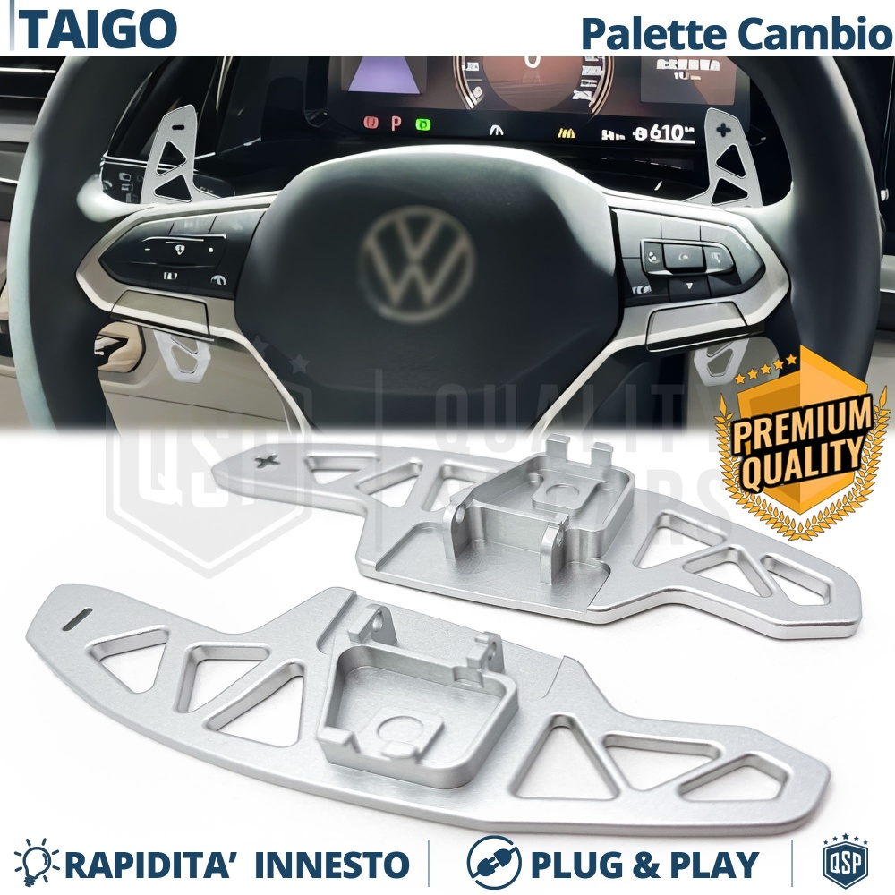2 Levas de Volante para VW Taigo | Levas de Cambio de Reemplazo de Aluminio Silver 2 Levas de Volante para VW Taigo | Levas de Cambio de Reemplazo de Aluminio Silver