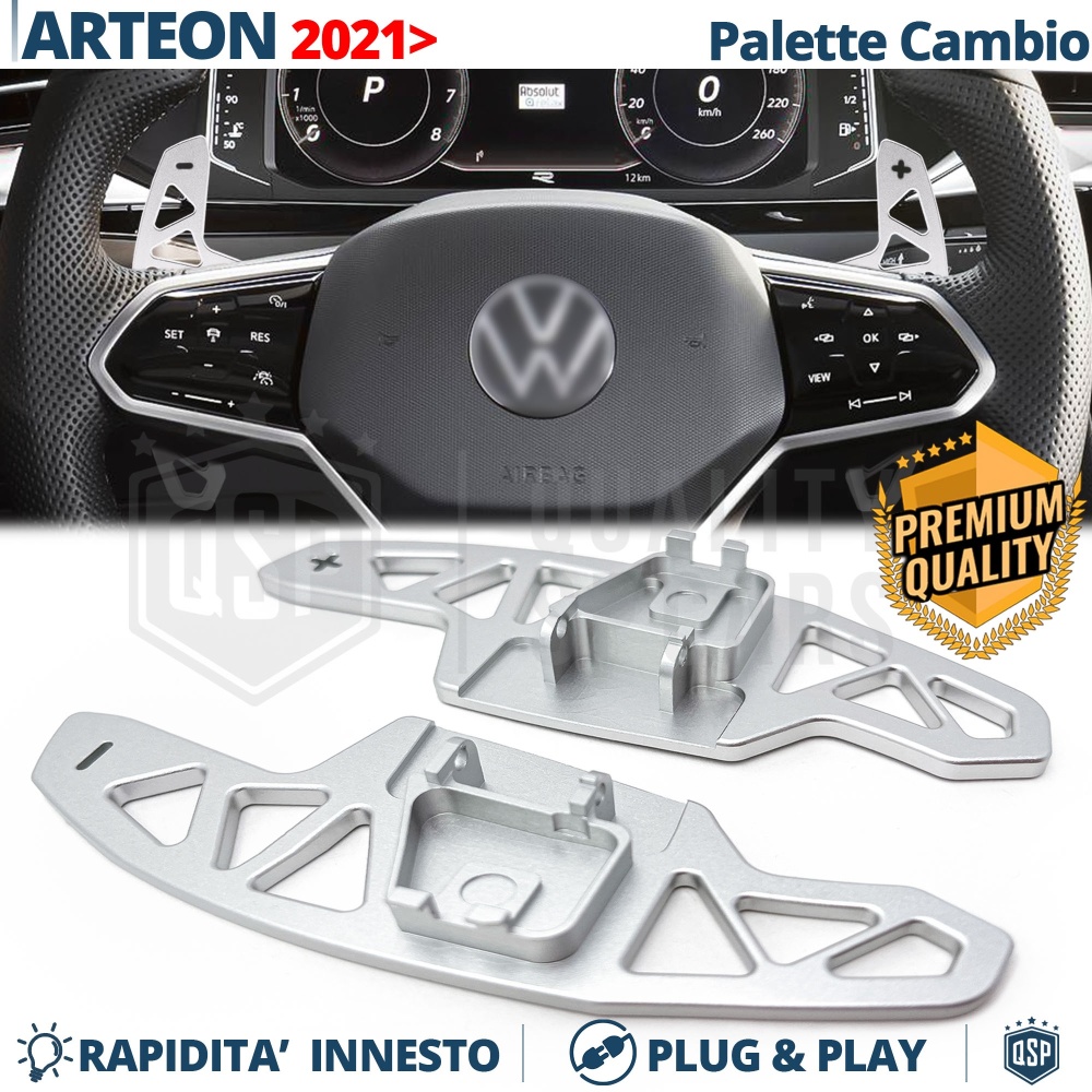 2 Levas de Volante para VW Arteon Facelift | Levas de Cambio de Reemplazo de Aluminio Silver 2 Levas de Volante para VW Arteon Facelift | Levas de Cambio de Reemplazo de Aluminio Silver