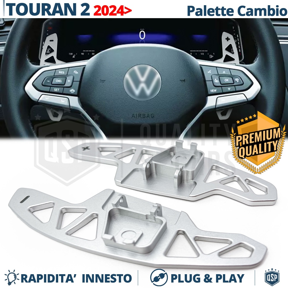 2 Levas de Volante para VW Touran 2 Facelift | Levas de Cambio de Reemplazo de Aluminio Silver 2 Levas de Volante para VW Touran 2 Facelift | Levas de Cambio de Reemplazo de Aluminio Silver