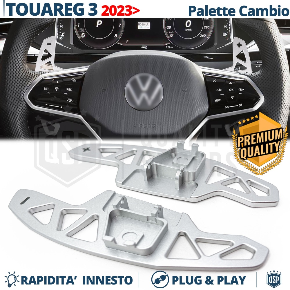 2 Levas de Volante para VW Touareg 3 Facelift | Levas de Cambio de Reemplazo de Aluminio Silver 2 Levas de Volante para VW Touareg 3 Facelift | Levas de Cambio de Reemplazo de Aluminio Silver