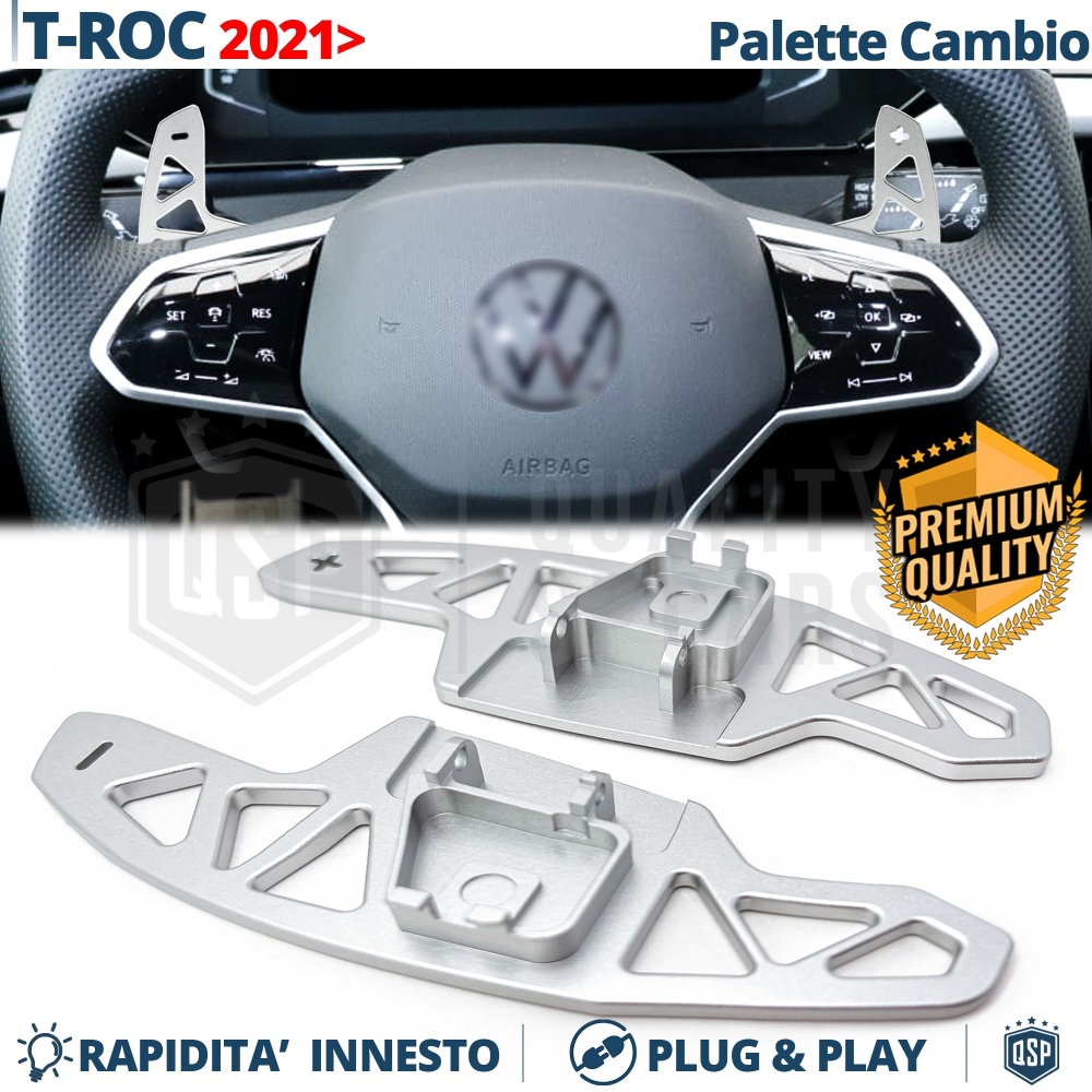 2 Levas de Volante para VW T-Roc Facelift | Levas de Cambio de Reemplazo de Aluminio Silver 2 Levas de Volante para VW T-Roc Facelift | Levas de Cambio de Reemplazo de Aluminio Silver