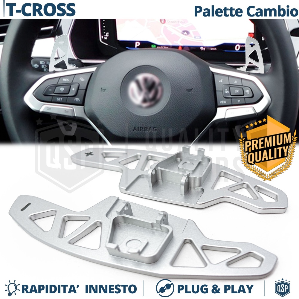 2 Levas de Volante para VW T-Cross | Levas de Cambio de Reemplazo de Aluminio Silver 2 Levas de Volante para VW T-Cross | Levas de Cambio de Reemplazo de Aluminio Silver