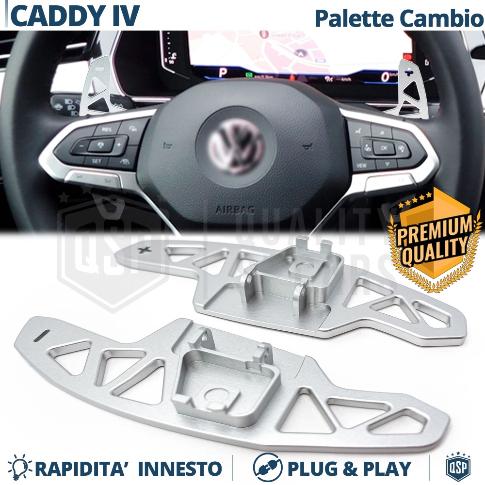 2 Levas de Volante para VW Caddy 4 | Levas de Cambio de Reemplazo de Aluminio Silver 2 Levas de Volante para VW Caddy 4 | Levas de Cambio de Reemplazo de Aluminio Silver