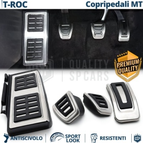 Car PEDAL Covers for VW T-Roc MANUAL Transmission | Aluminum and Non-slip Rubber Sports Pedals