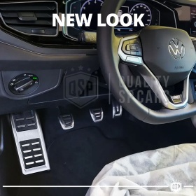 Car PEDAL Covers for VW T-Roc MANUAL Transmission | Aluminum and Non-slip Rubber Sports Pedals