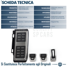 Car PEDAL Covers for VW T-Roc MANUAL Transmission | Aluminum and Non-slip Rubber Sports Pedals