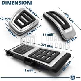 Car PEDAL Covers for VW T-Roc MANUAL Transmission | Aluminum and Non-slip Rubber Sports Pedals