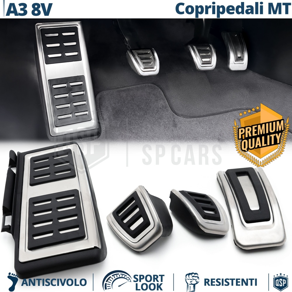 CUBRE PEDALES Deportivos para Audi A3 8V Cambio MANUAL | Pedales de Aluminio y Goma Antideslizante