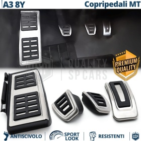 Car PEDAL Covers for Audi A3 8Y MANUAL Transmission | Aluminum and Non-slip Rubber Sports Pedals