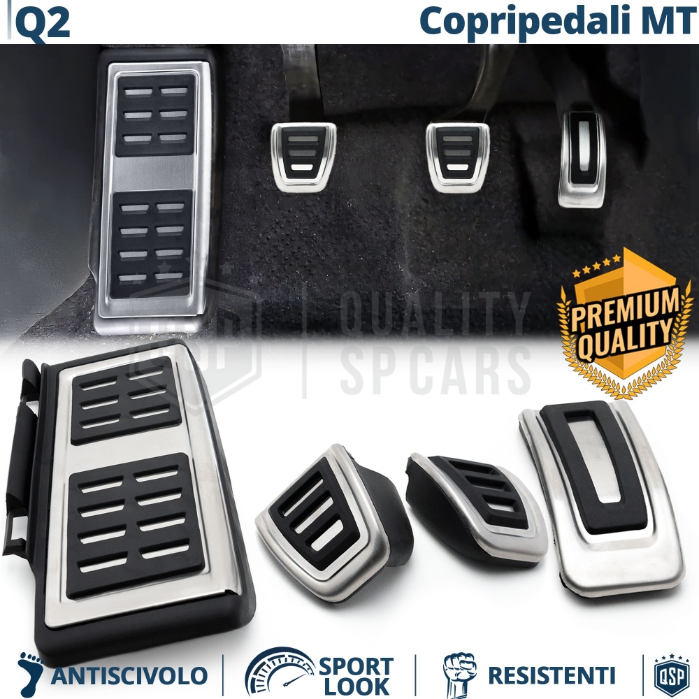 CUBRE PEDALES Deportivos para Audi Q2 Cambio MANUAL | Pedales de Aluminio y Goma Antideslizante