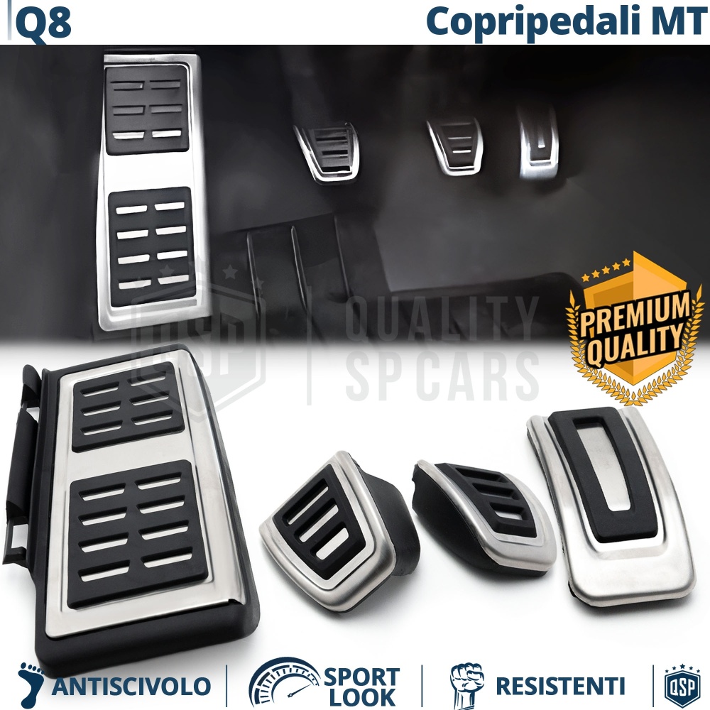 CUBRE PEDALES Deportivos para Audi Q8 Cambio MANUAL | Pedales de Aluminio y Goma Antideslizante