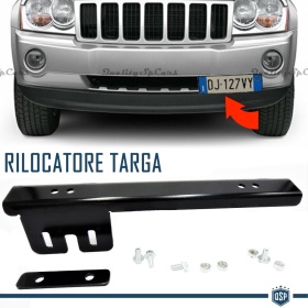 Front License Plate Holder for Jeep, Side Relocator Bracket, in Anodized Black Steel