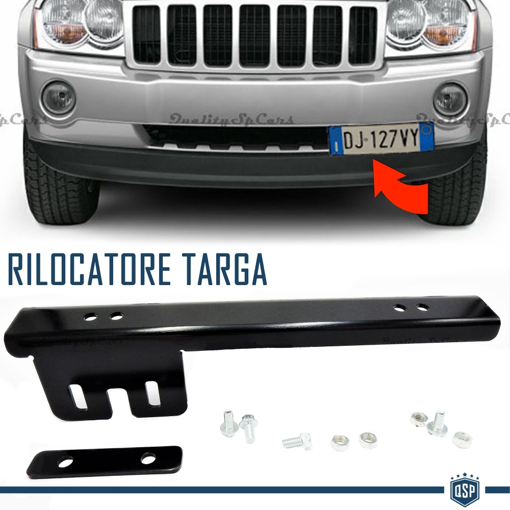 Front License Plate Holder for Jeep, Side Relocator Bracket, in Anodized Black Steel Front License Plate Holder for Jeep, Side Relocator Bracket, in Anodized Black Steel
