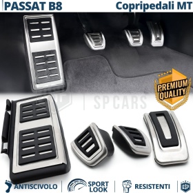 Car PEDAL Covers for VW Passat B8 MANUAL Transmission | Aluminum and Non-slip Rubber Sports Pedals