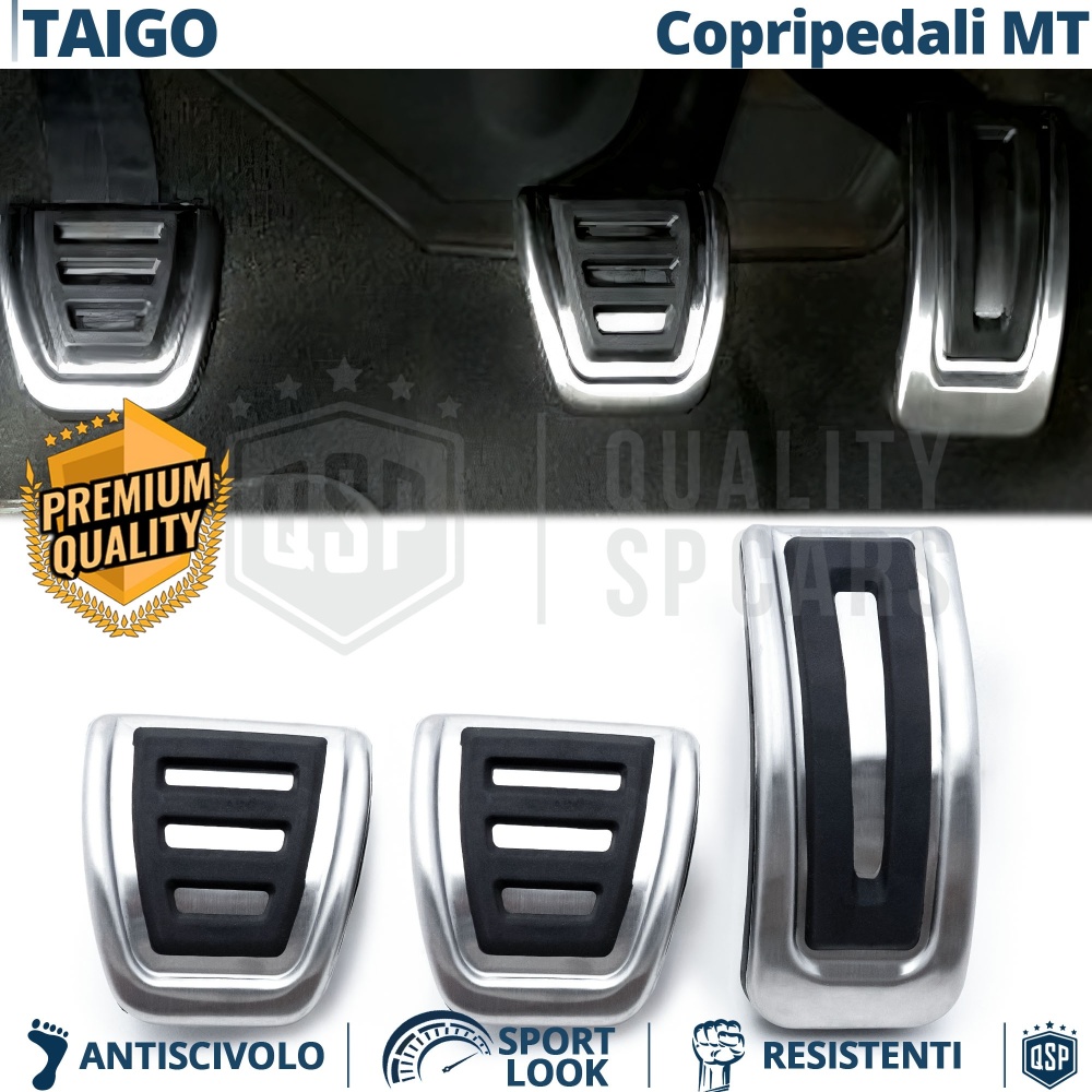 COUVRE PÉDALES Sport pour VW Taigo Transmission MANUELLE | Aluminium et Caoutchouc Antidérapant