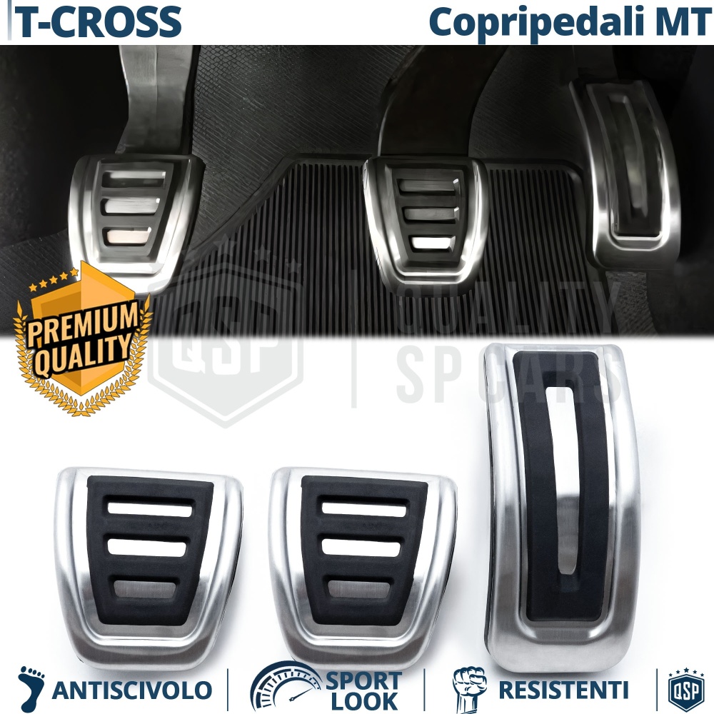 CUBRE PEDALES Deportivos para VW T-Cross Cambio MANUAL | Pedales de Aluminio y Goma Antideslizante CUBRE PEDALES Deportivos para VW T-Cross Cambio MANUAL | Pedales de Aluminio y Goma Antideslizante
