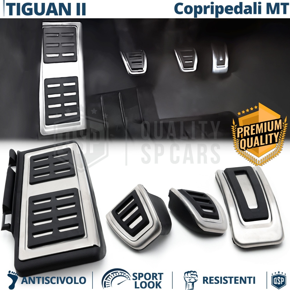 Car PEDAL Covers for VW Tiguan 2 AD1 MANUAL Transmission | Aluminum and Non-slip Rubber Sports Pedals