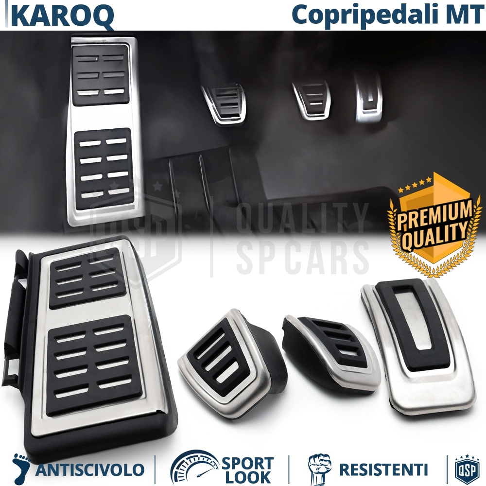 Car PEDAL Covers for Skoda Karoq MANUAL Transmission | Aluminum and Non-slip Rubber Sports Pedals