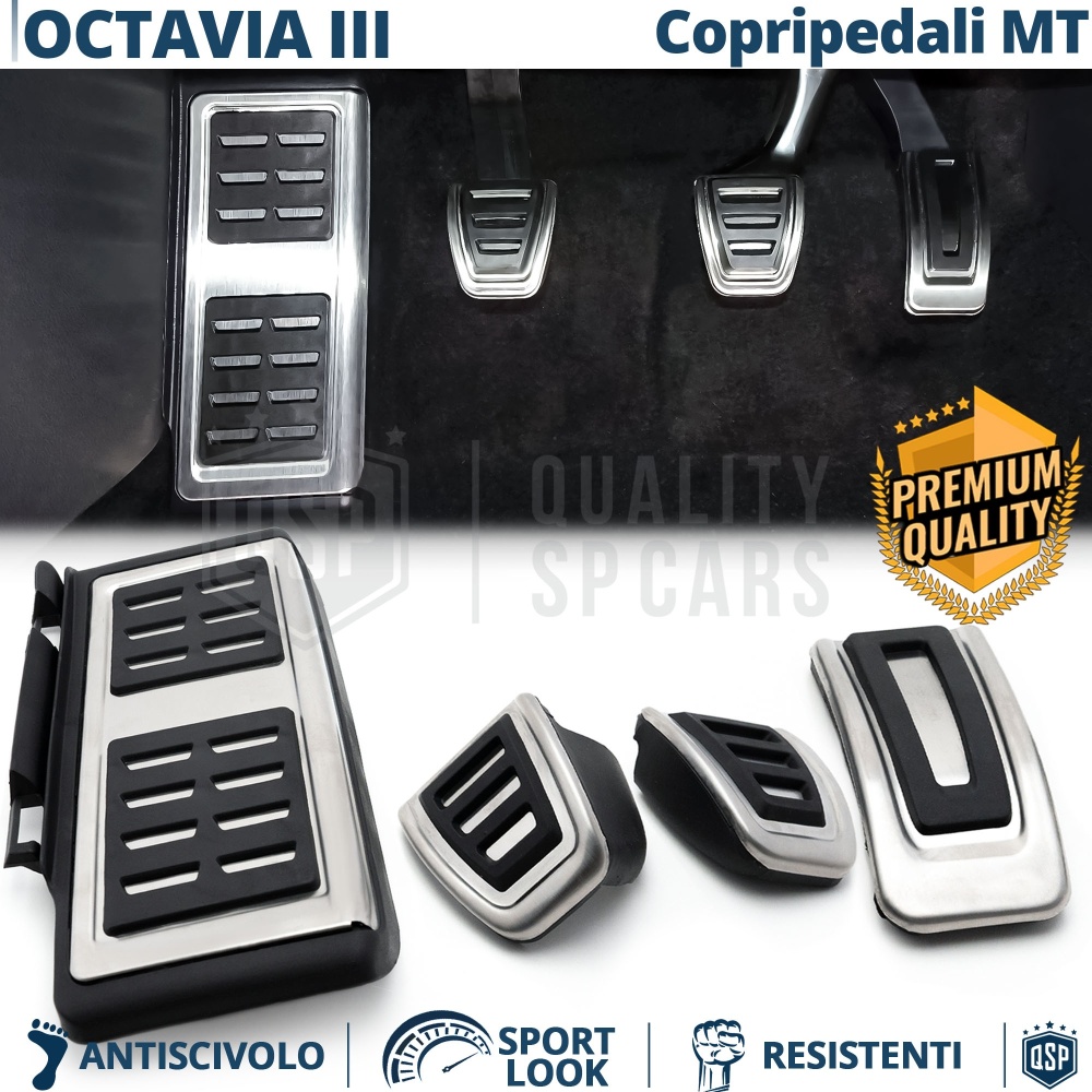 COUVRE PÉDALES Sport pour Skoda Octavia 3 Transmission MANUELLE | Aluminium et Caoutchouc Antidérapant
