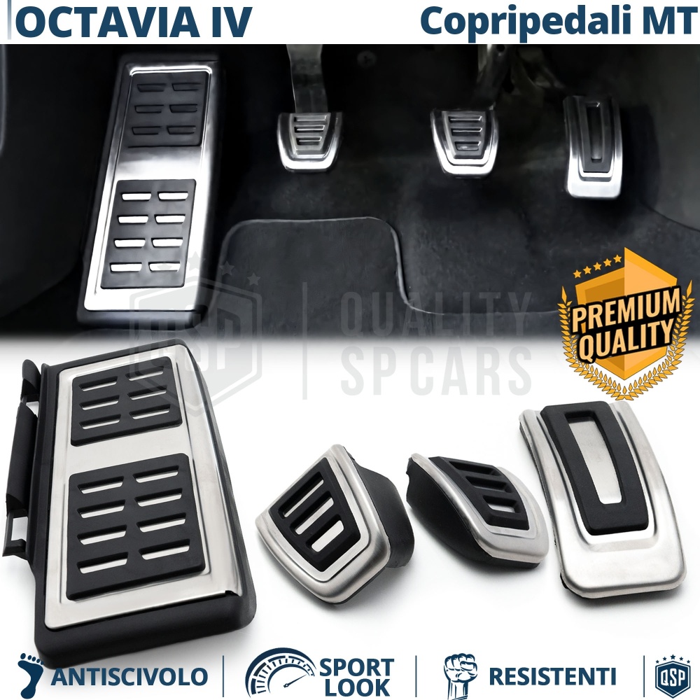 CUBRE PEDALES Deportivos para Skoda Octavia 4 Cambio MANUAL | Pedales de Aluminio y Goma Antideslizante