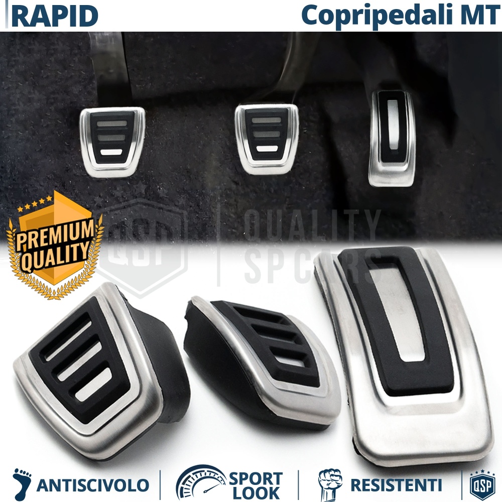 CUBRE PEDALES Deportivos para Skoda Rapid Cambio MANUAL | Pedales de Aluminio y Goma Antideslizante