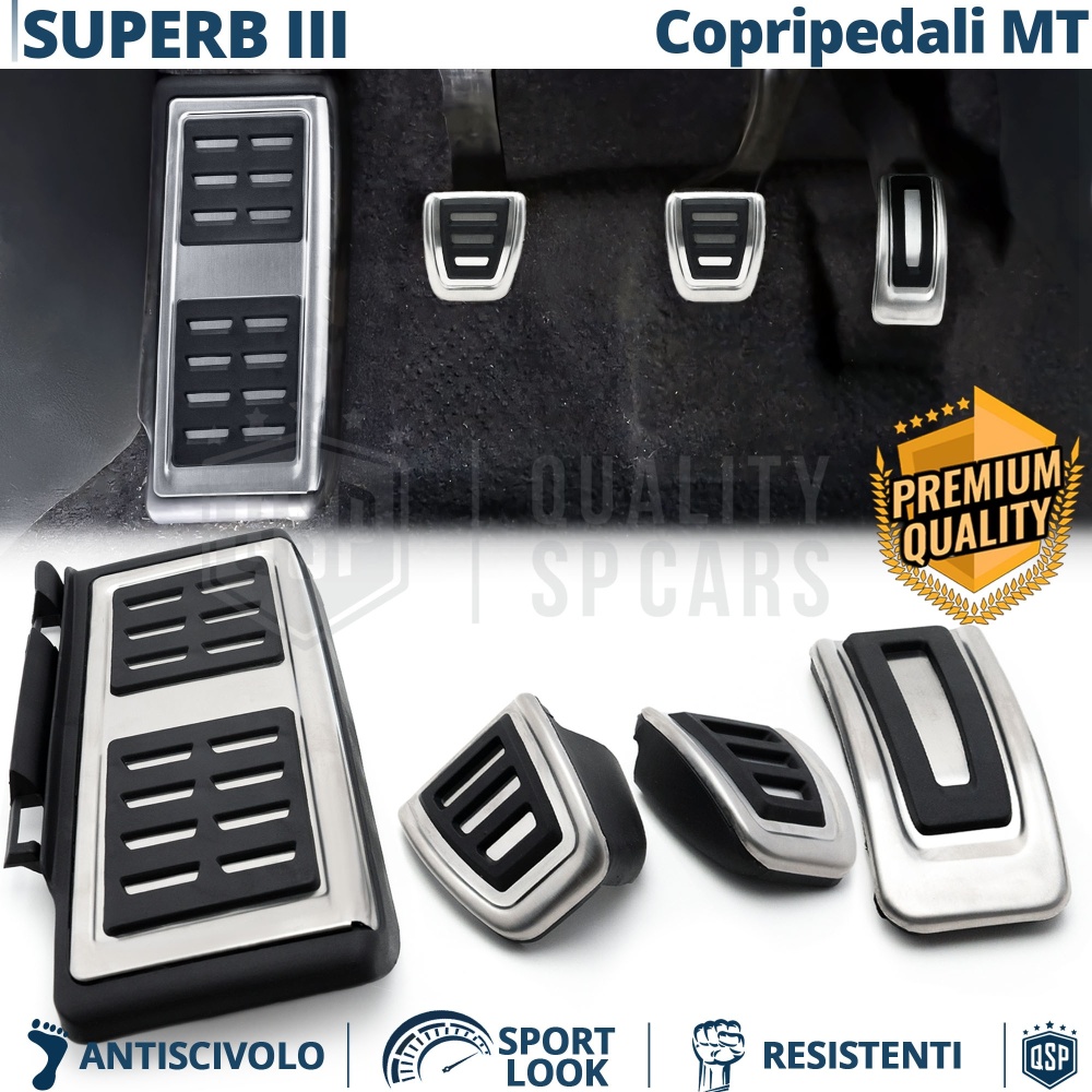 Sport PEDALKAPPEN für Skoda Superb 3 SCHALTGETRIEBE | Pedalabdeckungen aus Aluminium und Rutschfestem Gummi