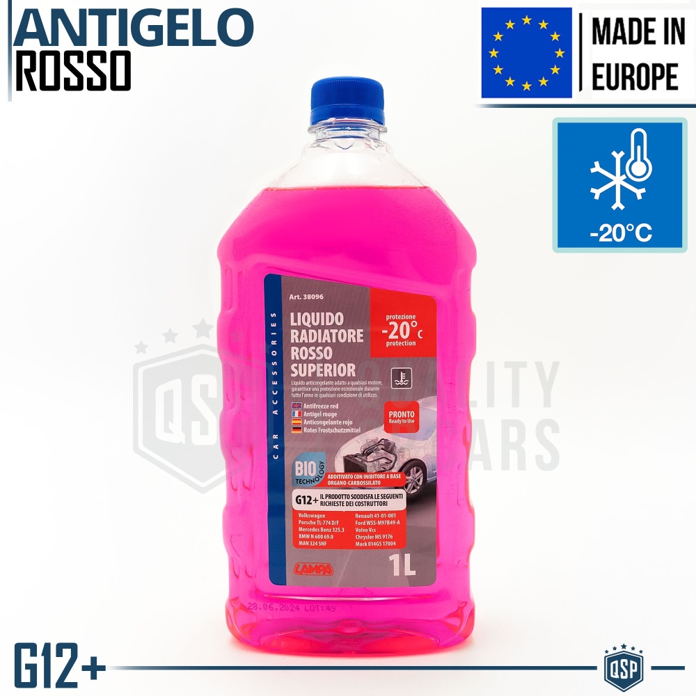 1 Líquido Anticongelantes G12+ 1.000 ml Rojo Superior, Recarga | HECHO EN EUROPA