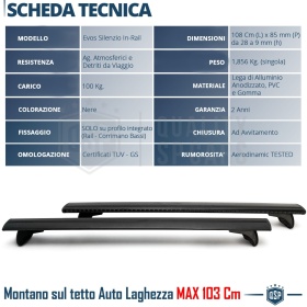 Barras de Techo para Rieles Integrados Nordrive EVOS SILENZIO S | Máx. 100 kg. GS-TÜV