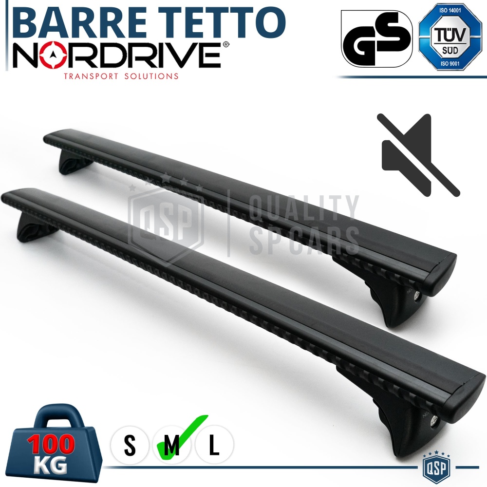 Barras de Techo para Rieles Integrados Nordrive EVOS SILENZIO M | Máx. 100 kg. GS-TÜV
