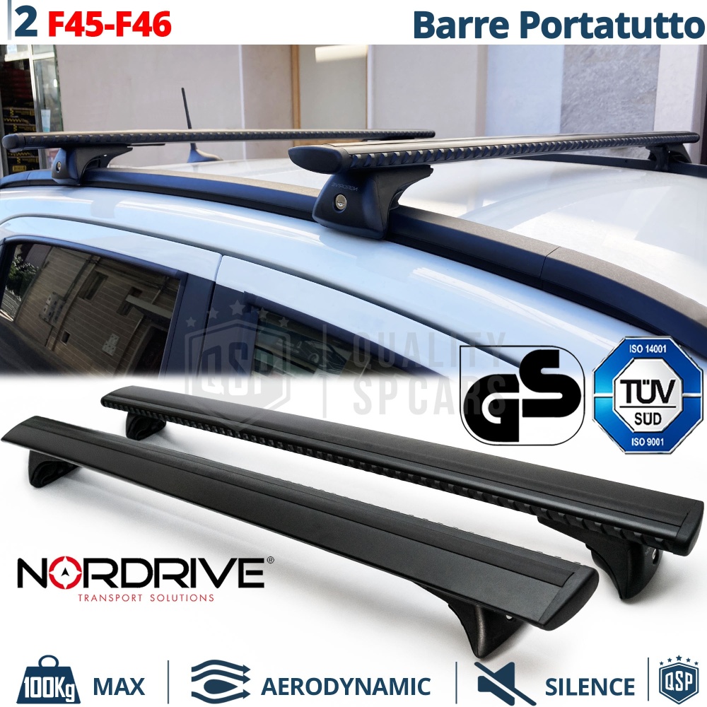 Barras de Techo para Bmw Serie 2 F45, F46 NORDRIVE Evos Silenzio Negro | Máx. 100 kg. GS-TÜV