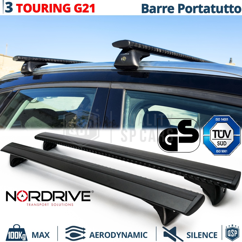 Barras de Techo para Bmw Serie 3 G21 NORDRIVE Evos Silenzio Negro | Máx. 100 kg. GS-TÜV