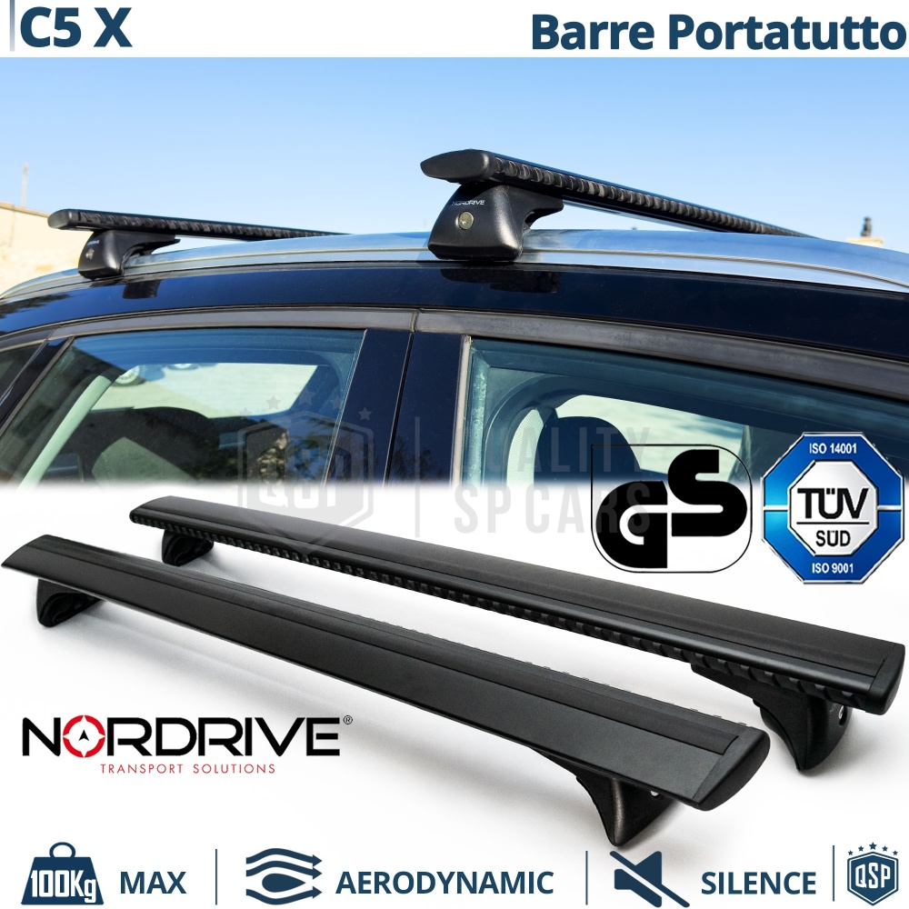 Barras de Techo para Citroen C5 X NORDRIVE Evos Silenzio Negro | Máx. 100 kg. GS-TÜV