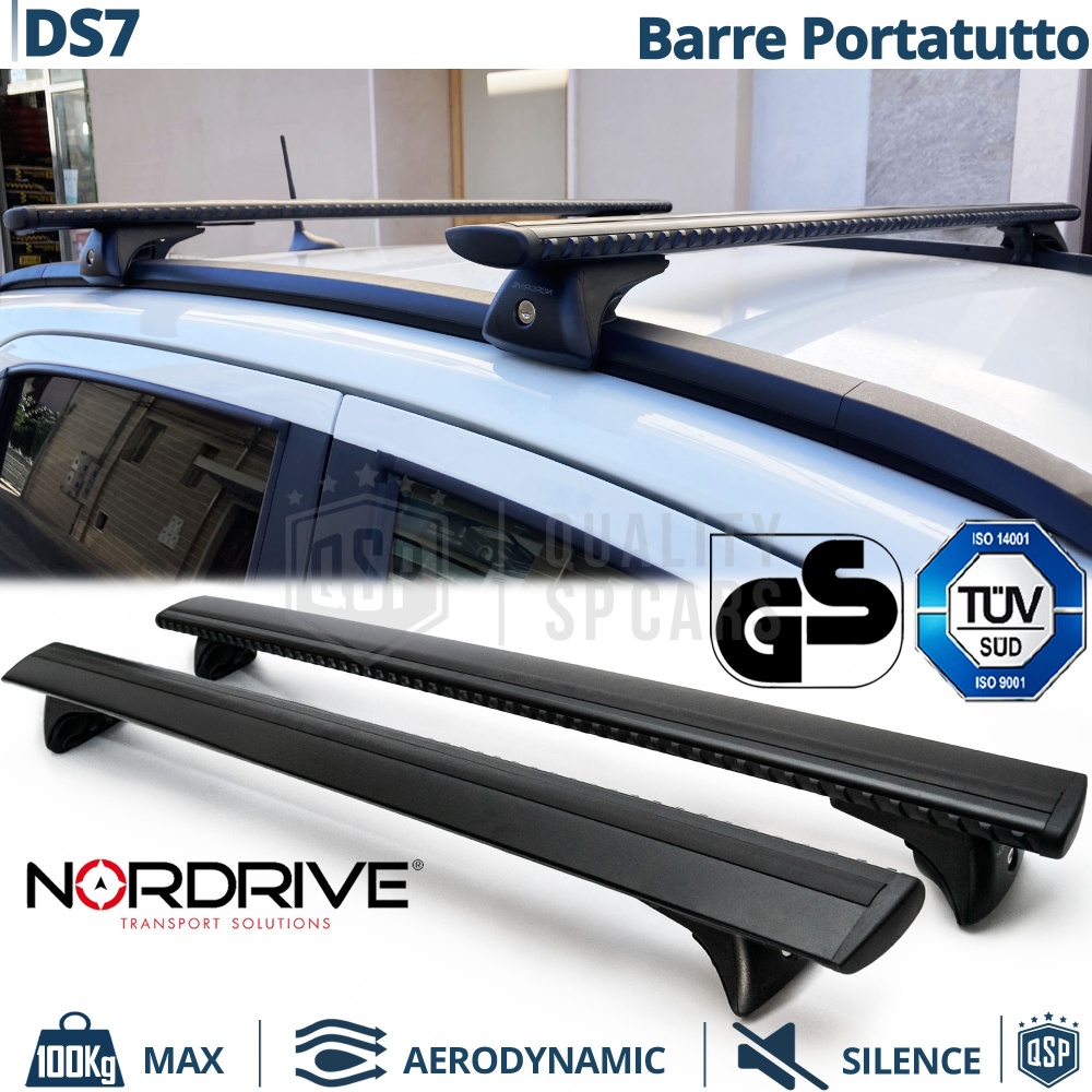 Barras de Techo para Citroen DS7 NORDRIVE Evos Silenzio Negro | Máx. 100 kg. GS-TÜV