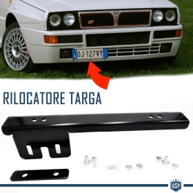 Portatarga Anteriore a Scomparsa per Lancia, Rilocatore Targa Laterale in Metallo Nero