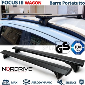 Barras de Techo para Ford Focus 3 Wagon NORDRIVE Evos Silenzio Negro | Máx. 100 kg. GS-TÜV