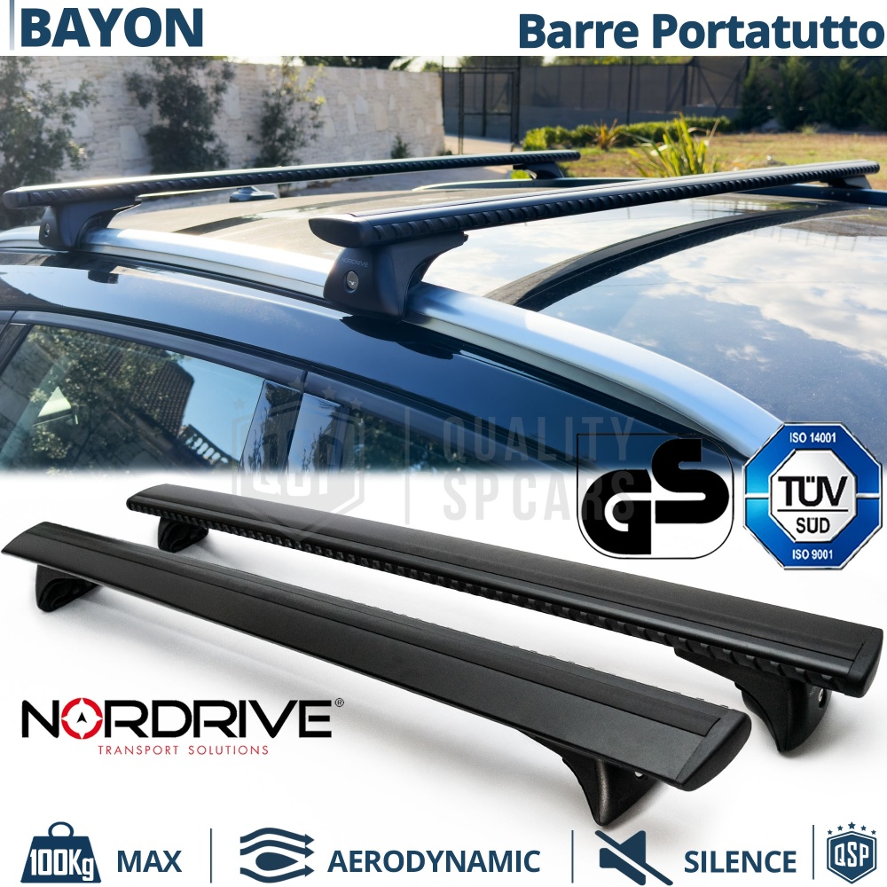 Barras de Techo para Hyundai Bayon NORDRIVE Evos Silenzio Negro | Máx. 100 kg. GS-TÜV