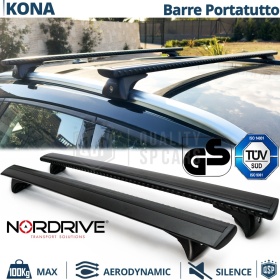 Barre Portatutto Per Hyundai Kona ORIGINALI Nordrive Evos Silenzio Nere | Max 100Kg. GS-TÜV