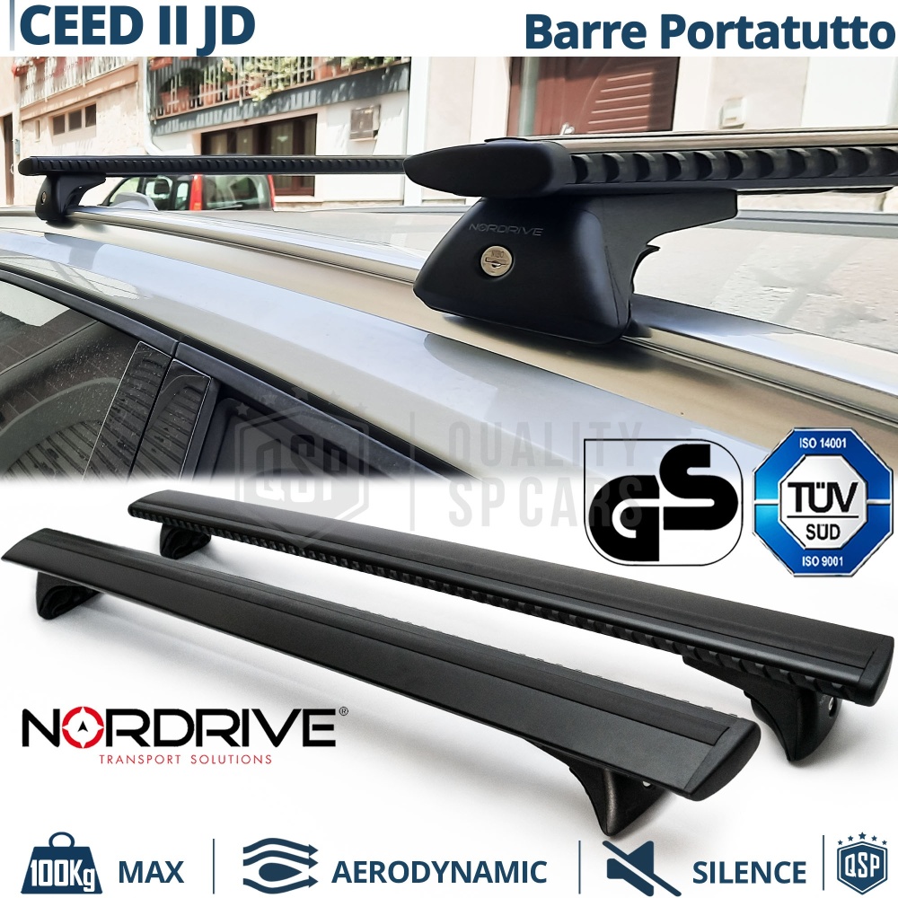 Barras de Techo para Kia Ceed 2 Wagon NORDRIVE Evos Silenzio Negro | Máx. 100 kg. GS-TÜV