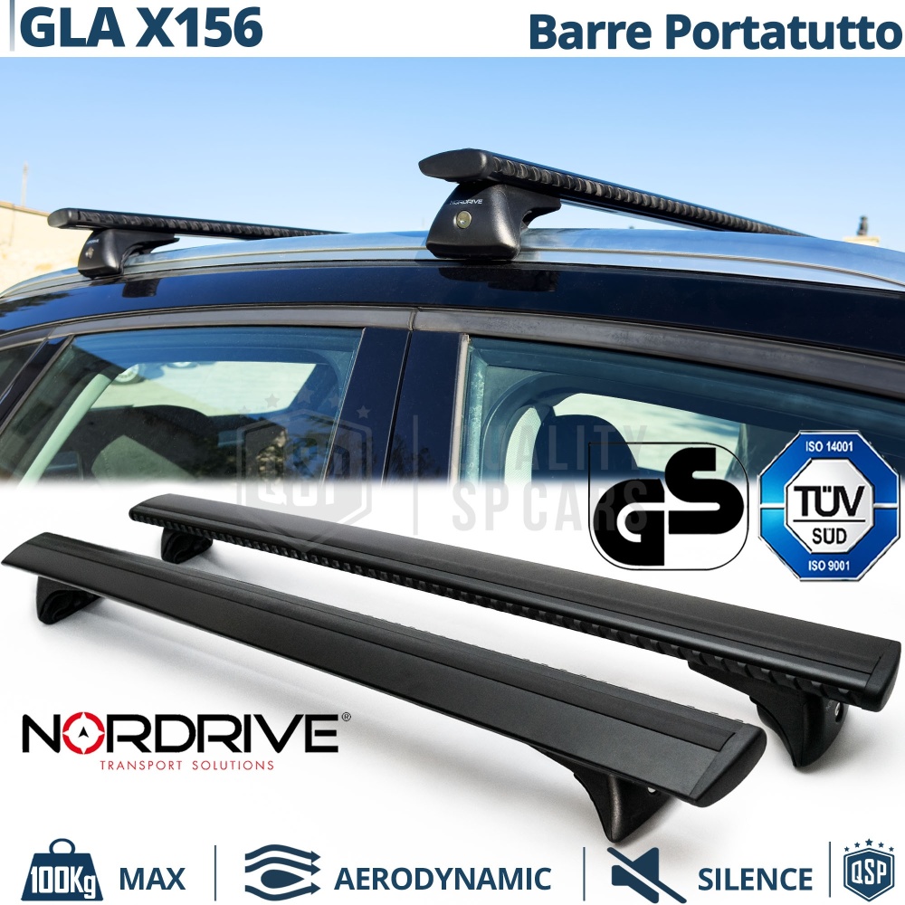 Barras de Techo para Mercedes GLA X156 NORDRIVE Evos Silenzio Negro | Máx. 100 kg. GS-TÜV