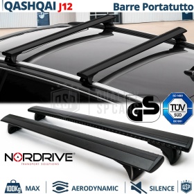 Barras de Techo para Nissan Qashqai J12 NORDRIVE Evos Silenzio Negro | Máx. 100 kg. GS-TÜV