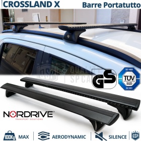 Barras de Techo para Opel Crossland X NORDRIVE Evos Silenzio Negro | Máx. 100 kg. GS-TÜV