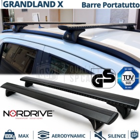 Barras de Techo para Opel Grandland X NORDRIVE Evos Silenzio Negro | Máx. 100 kg. GS-TÜV